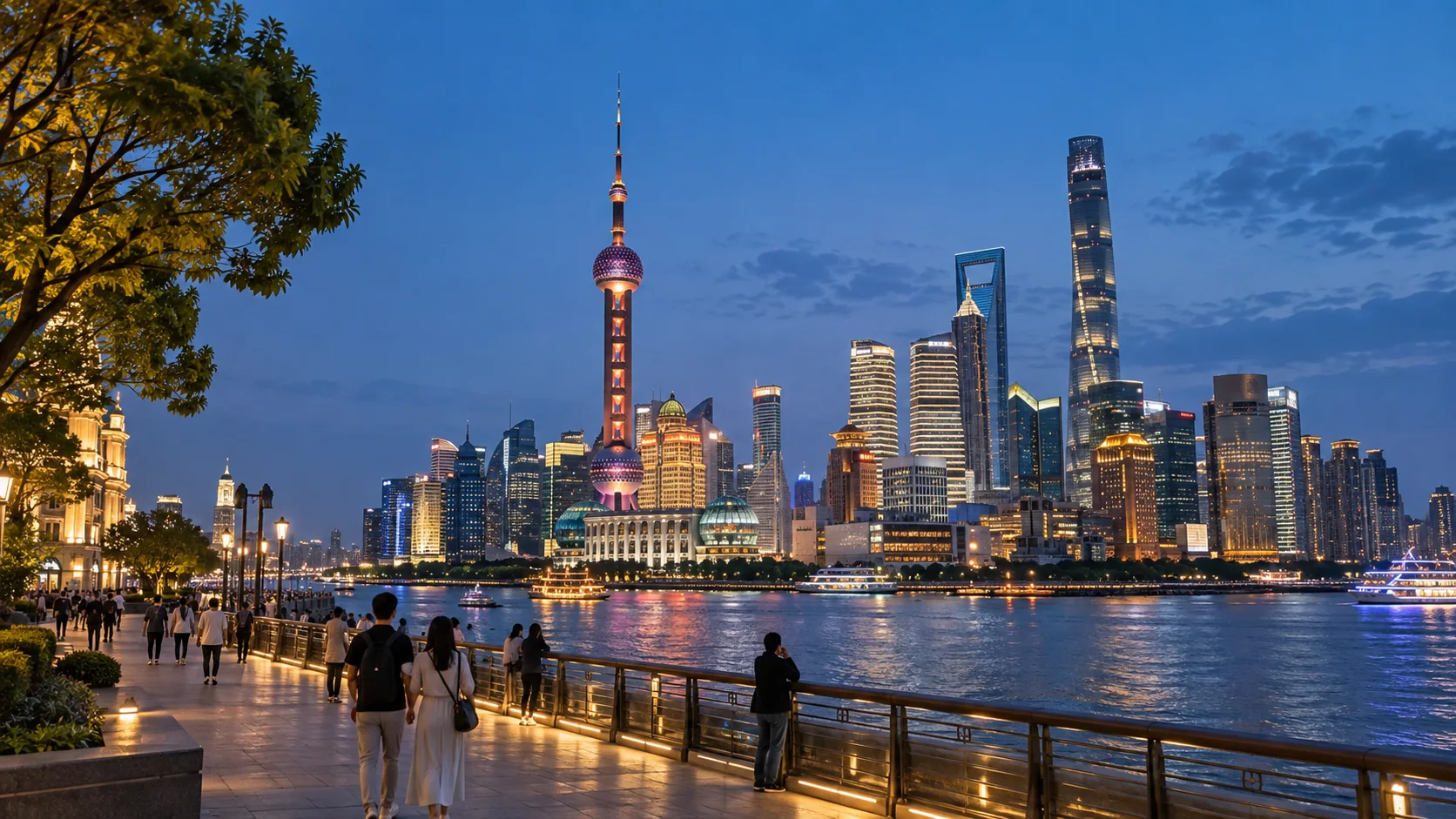 Illustrative view of Shanghai at dusk